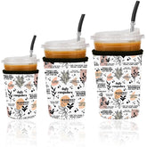 Haevola neoprene sleeve for ice coffee with pattern A keeps drinks cold and hands dry.