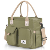 Hafmall insulated lunch bag in deep green, front view showing durable exterior and compact silhouette.