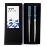 Hagary Blue Wave Chopsticks set on table, ideal for everyday elegant dining.