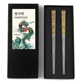 Hagary Dragon Chopsticks in gold packaging, elegant and gift-ready for stylish dining.