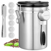 HAIOOU 22oz silver coffee canister with airtight seal preserves beans freshness