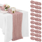 HAISIWLKJ dusty pink cheesecloth table runner drapes gracefully for rustic weddings
