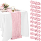 HAISIWLKJ light pink cheesecloth table runner for wedding decor with boho charm.