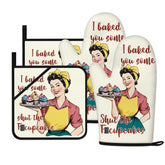 HAISUKA funny oven mitts in yellow pattern for playful style and heat protection while cooking