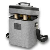 HAMILO 4-bottle wine carrier gray with foam dividers for safe, organized travel.