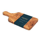 HandsHood olive wood cutting board top view, rich grain for daily prep and display.