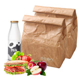 Hangnuo insulated brown paper lunch bag open showing interior lining for fresh meals.