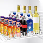 Hanmir drink organizer fridge assembly shows easy setup and organized shelves.