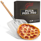 Hans Grill Pizza Peel PRO XL perforated paddle for easy launching and crisper crust.