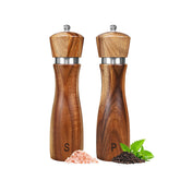 Haomacro acacia wood salt and pepper grinders, 8-inch two-pack for table-ready seasoning