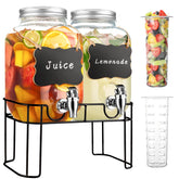 Haotao one-gallon glass drink dispenser with stand, ideal for easy self-serve at gatherings.