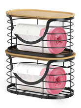 Haotao trashbag-holder with bamboo lid stackable top keeps bags organized and stable.