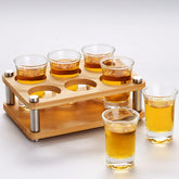 Haoxishui 6-pack shot glasses with holder, front view, elegant party display.