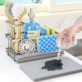 HapiRm sink caddy showing instant-dry mat that keeps the counter dry