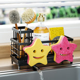 HapiRm Sink Caddy with smiley face design keeps sponges tidy on the counter