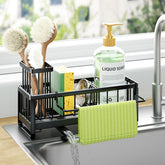 HapiRm sponge holder with 360 drainage directs water into the sink for a dry counter.