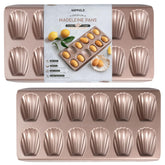 HAPPIELS madeleine pan 12 wells set in 2-pack for efficient batch baking