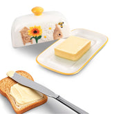 Happy Will butter dish with lid 3D relief keeps butter fresh on the counter.