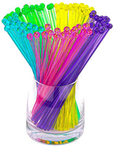 Hapray 5-color plastic swizzle sticks with clear ball top for garnishes and stirring.
