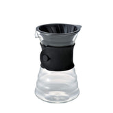 Hario V60 Drip Coffee Decanter with glass body for clear brewing and elegant presentation