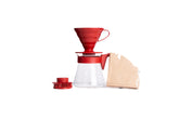 Hario V60 starter set in red for easy home pour-over brewing