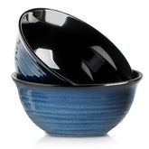 HASENSE ceramic bowls blue 9-inch display ideal for salads and family meals.