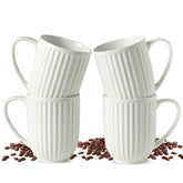 HASENSE 4-pack coffee mugs with ribbed design for a secure grip.