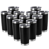HASLE OUTFITTERS 20oz tumbler with lid shows vacuum insulation for hot or cold beverages.