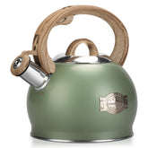 Hauce Radio tea kettle with wood-pattern handle for comfortable gripping