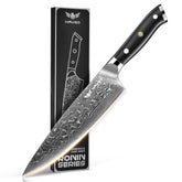 Haugo Damascus Chef Knife 8-inch blade for precise slicing in busy kitchens.