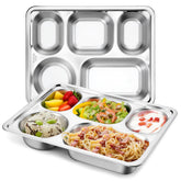 HaWare 2-Pack stainless steel divided plate with five compartments for balanced meals.