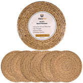 HaxHut round woven placemats set6 show natural rattan texture for rustic dining