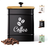 HB Design Co airtight coffee canister in iron black, 40 oz, front-counter display.