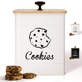 HB Design Co. cookie jar with airtight lid keeps cookies fresh on the counter.