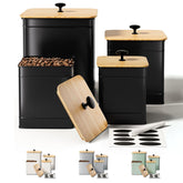 HB Design Co kitchen canisters 4-set on counter for organized, space-efficient storage.