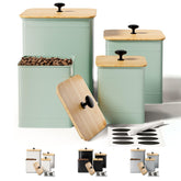 HB Design Co sage green kitchen canisters set of 4 with airtight lids for freshness.