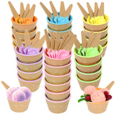 Hbaushun 26-pack colorful ice cream bowls for vibrant sundae presentations.