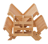 HBlife bamboo dish drying rack folding 3-tier design for compact storage.
