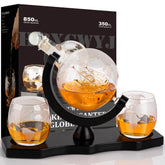 HBXCWYJ Globe Decanter with two glasses enhances tasting rituals.