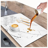 HCYDTOPU white dish drying mat with 24x16 inches, absorbs water quickly to protect countertops.