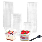 Hdagbnn 8oz square dessert cups with lids for neat storage and display