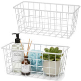 HDYOUDO hanging basket with adhesive wall mount for drill free bathroom or pantry setup