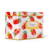 Heart & Berry strawberry recipe box front view showing organized storage