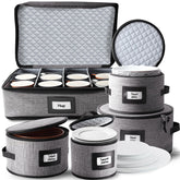 Hearth & Harbor fine china storage top view protects plates from dust and chips.