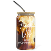Heather & Willow 16oz iced coffee cup with bamboo lid for spill-free on-the-go sipping
