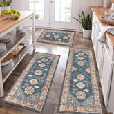 HEBE RUGS boho kitchen rug set 3-piece on floor for cohesive style