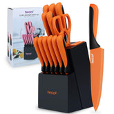 Hecef 13-piece knife set with built-in sharpener ready for daily prep.