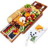 Hecef acacia cheese board top view shows rich grain for stylish entertaining