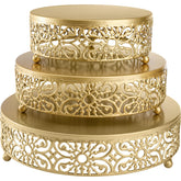 Hedume 8-inch round gold cake stand showcases cupcakes with elegant height.