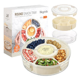 Hegrish divided rotating tray with lid and handle for organized serving on the go.